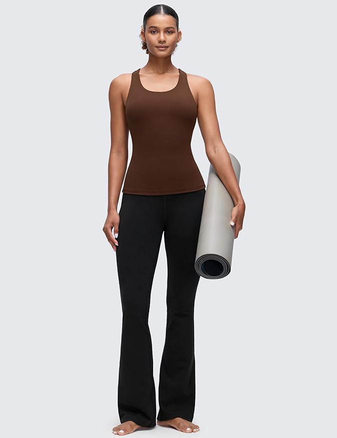 CRZ YOGA Butterluxe Workout Racerback Tank Tops for Women - Padded Athletic Spandex Yoga Shirts with Built in Bra