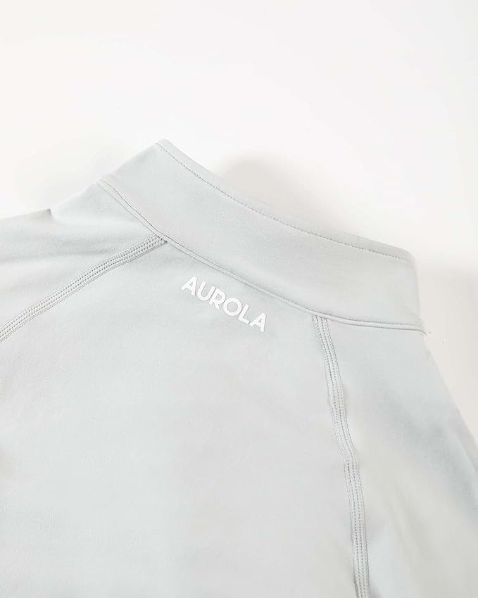 AUROLA Influence Workout Jacket for Women, Half Zip Cropped Slim Fit Long Sleeve Yoga Jackets Athletic Top with Thumb Holes