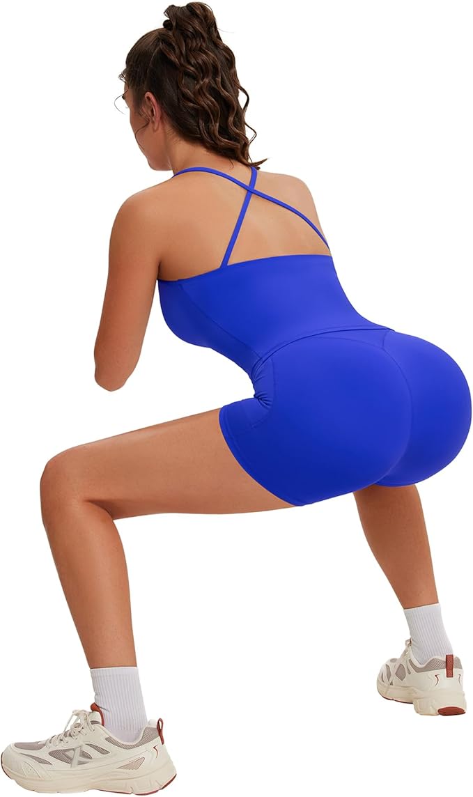 OMKAGI Workout Sets for Women Cute Spaghetti Strap Tank Tops Booty Shorts Outfits with Pockets