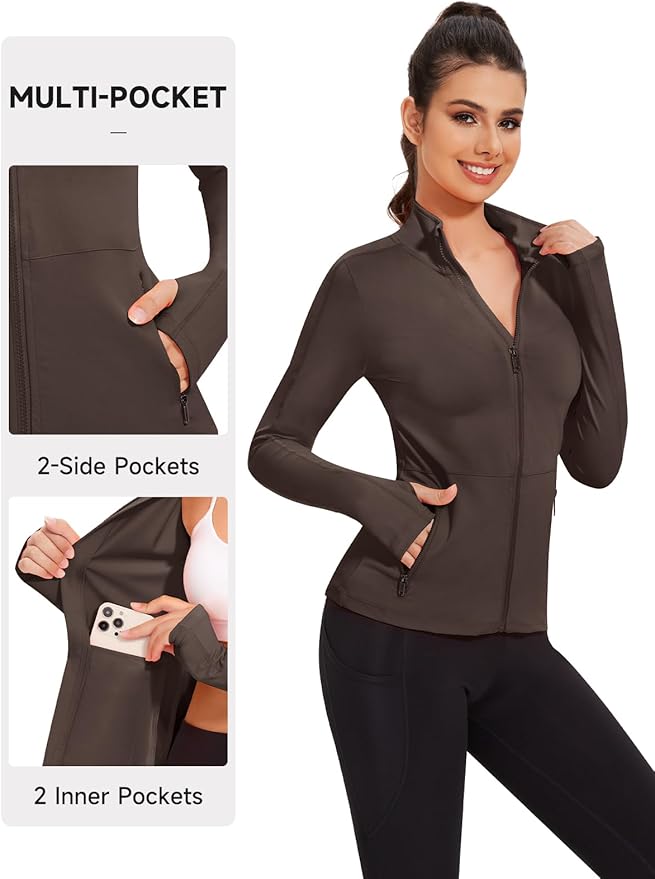 VUTRU Women's Workout Yoga Jacket Full Zip Running Athletic Track Jacket