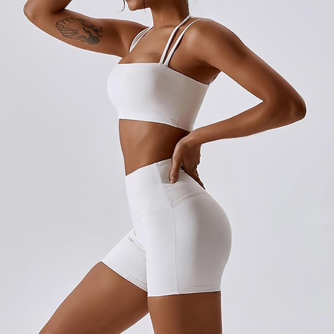 IMEKIS Women's Workout Sets 2 Piece Yoga Outfit High Waisted Biker Shorts Leggings Sports Bra Gym Fitness Clothes Tracksuit