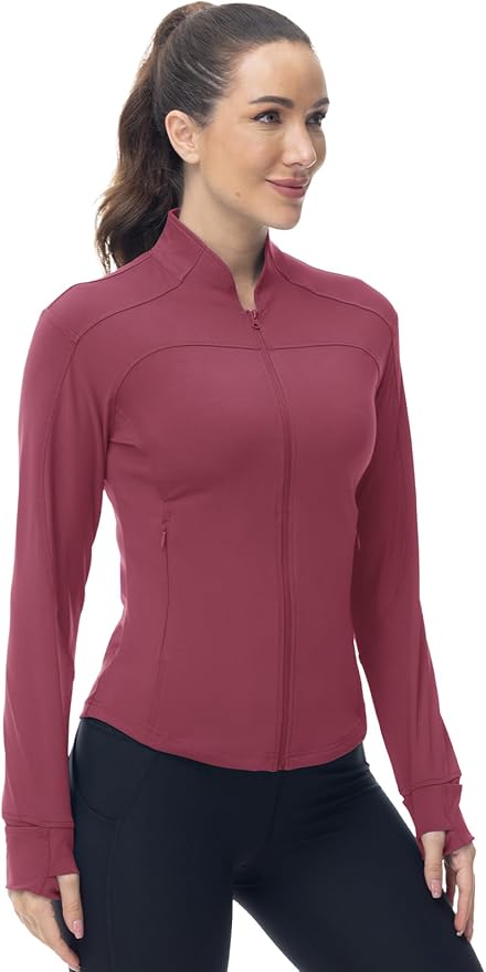 Gopune Women's Workout Athletic Jacket Lightweight Zip Up Yoga Slim Fit Tops with Pockets
