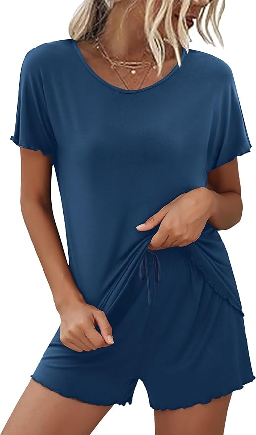 Ekouaer Womens Pajama Sets Short Sleeve Pajamas for Women Sets 2 Piece Lounge Sets Soft Sleepwear PJS