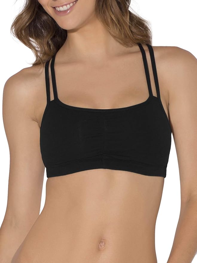 Fruit of the Loom Women's Spaghetti Strap Cotton Sports Bra - All-Day Comfort & Easy Movement