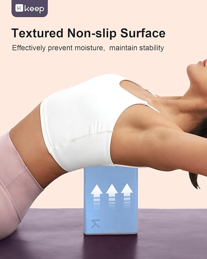 KEEP Yoga Block, High-Density EVA Foam 2 Pack Yoga Block with Non-Slip Textured Surface, Supportive, Lightweight - Ideal for Yoga