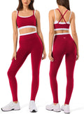 2 Pieces Workout Sets for Women,Seamless Yoga Leggings with Padded Sports Bras,Athletic Matching Outfits,Gym,Casual