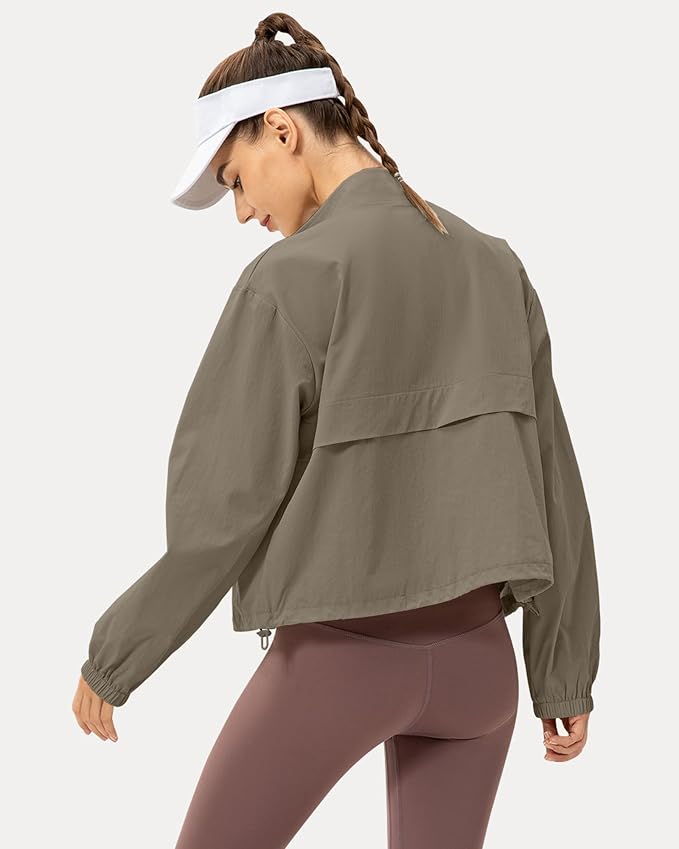 Locachy Women's Lightweight Zip Up Athletic Jacket Stand Collar Windproof Sun Protection Workout Outdoor Jacket