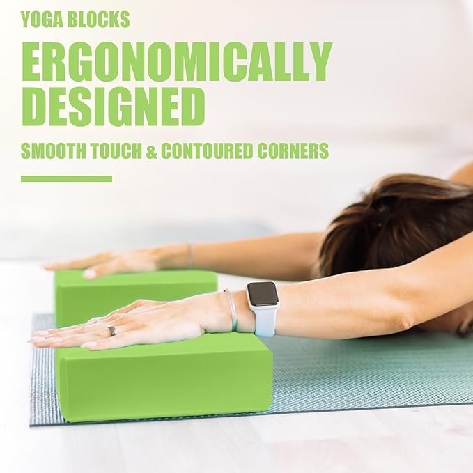 2 Pcs Yoga Blocks, 9"x6"x3" Foam Blocks Yoga Props for Pilates Stretching and Meditation Exercise Blocks Lightweight Yoga Essentials
