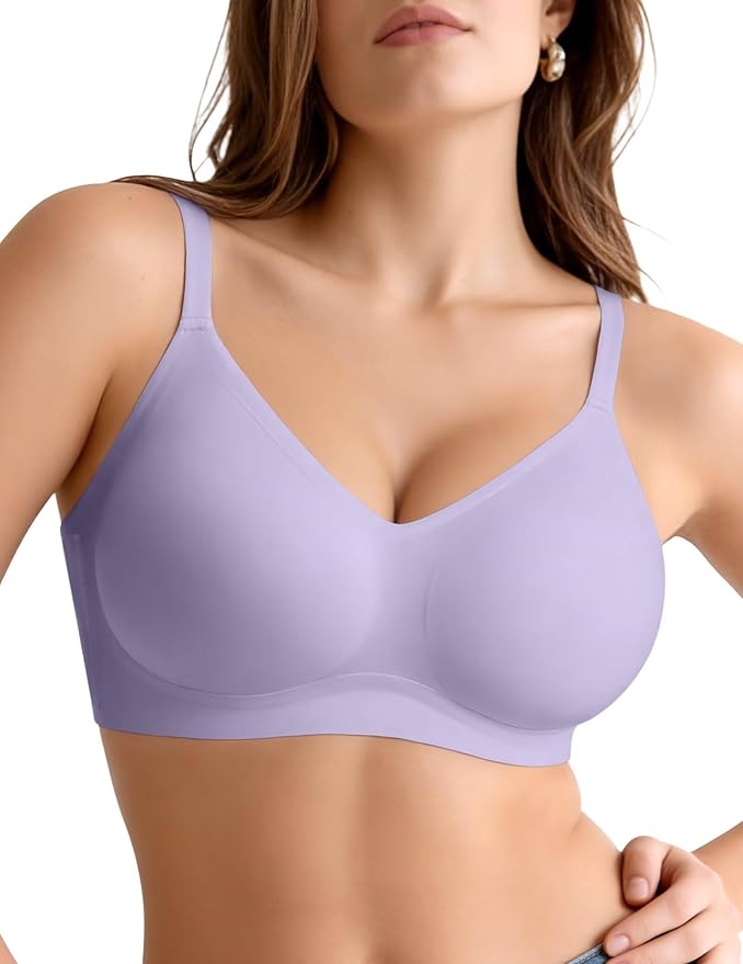 Vertvie Womens Seamless Jelly Bras No Underwire Comfort Push Up Bras Buttery Soft Wireless Bralette Full Coverage Sports Bra