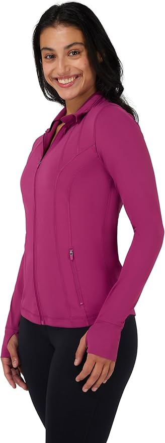 90 Degree By Reflex Full Zip Running Track Jacket Lightweight Athletic Slim Fit Jacket with Thumbholes