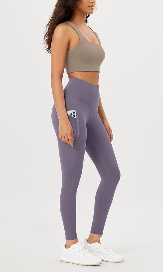 ODODOS Women's High Waisted Yoga Leggings with Pockets, Tummy Control Non See Through Workout Athletic Running Yoga Pants