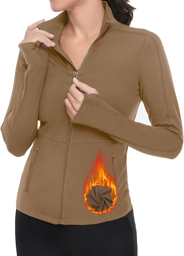 VUTRU Women's Workout Yoga Jacket Full Zip Running Track Jacket Fleece Athletic Jacket