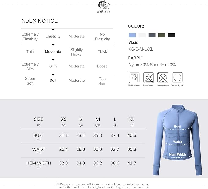 Waitfairy Zip Up Jackets for Women Yoga Gym Top Running Workout Jackets for Woman Track Jacket Women with Thumb Holes