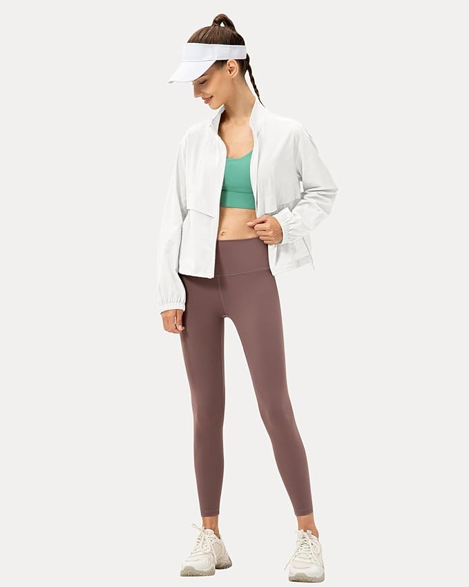 Locachy Women's Lightweight Zip Up Athletic Jacket Stand Collar Windproof Sun Protection Workout Outdoor Jacket