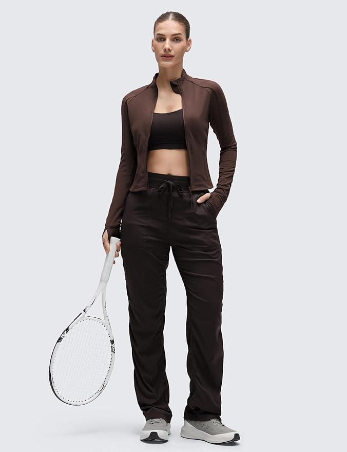 CRZ YOGA Butterluxe Waist Length Jackets for Women - Full Zip Athletic Track Tops with Thumb Holes Pockets