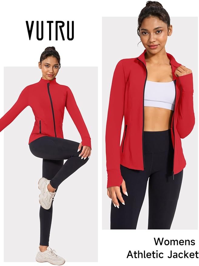 VUTRU Women's Workout Jacket Zip Up Athletic Lightweight Running Yoga Jacket with Pockets