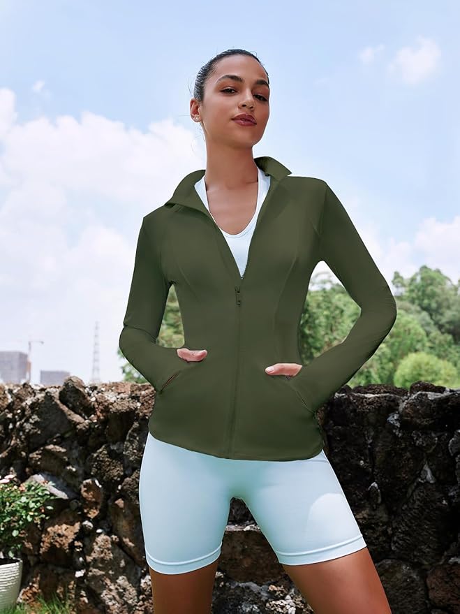 VUTRU Women's Workout Yoga Jacket Full Zip Running Athletic Track Jacket