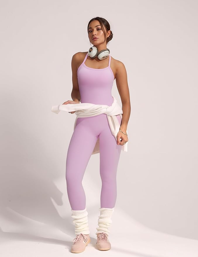 RXRXCOCO Cross Back Workout Sets for Women 2 Piece Padded Tank Tops Hidden Scrunch Leggings Gym Outfits with Pockets