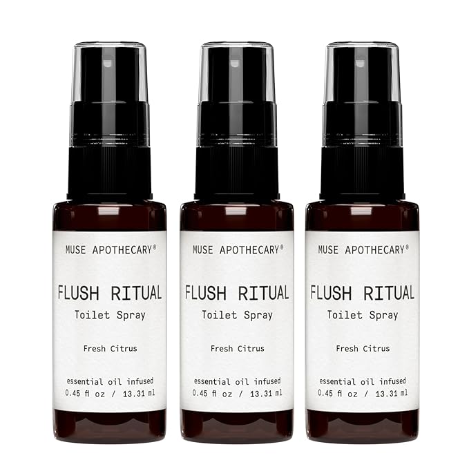 Muse Apothecary Flush Ritual - Aromatic & Refreshing Toilet Spray, Use Before You Go, Infused with Natural Essential Oils - Fresh Citrus - Travel Size Mini Collection, 0.45 oz, 3 Pack