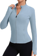 Rapbin Women's Full Zip Workout jackets Runing Slim Fit Athletic Tops With Thumb Holes