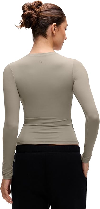 CRZ YOGA Softembrace Crewneck Long Sleeve Shirts for Women - Casual Going Out Tops Soft Basic Fitted Tight Fall T-Shirts