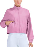altiland Women's Athletic Running Yoga Gym Track Zip Up Cropped Jackets UPF 50+ Sun Protection Long Sleeve Workout Shirts