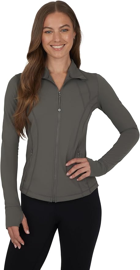 90 Degree By Reflex Full Zip Running Track Jacket Lightweight Athletic Slim Fit Jacket with Thumbholes