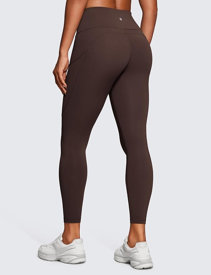 CRZ YOGA Naked Feeling Workout Leggings Pockets 25'' - High Waisted Womens Yoga Pants Running Tights