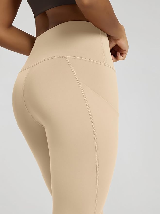ODODOS Women's High Waisted Yoga Capris with Pockets, Tummy Control Non See Through Workout Athletic Running Capri Leggings