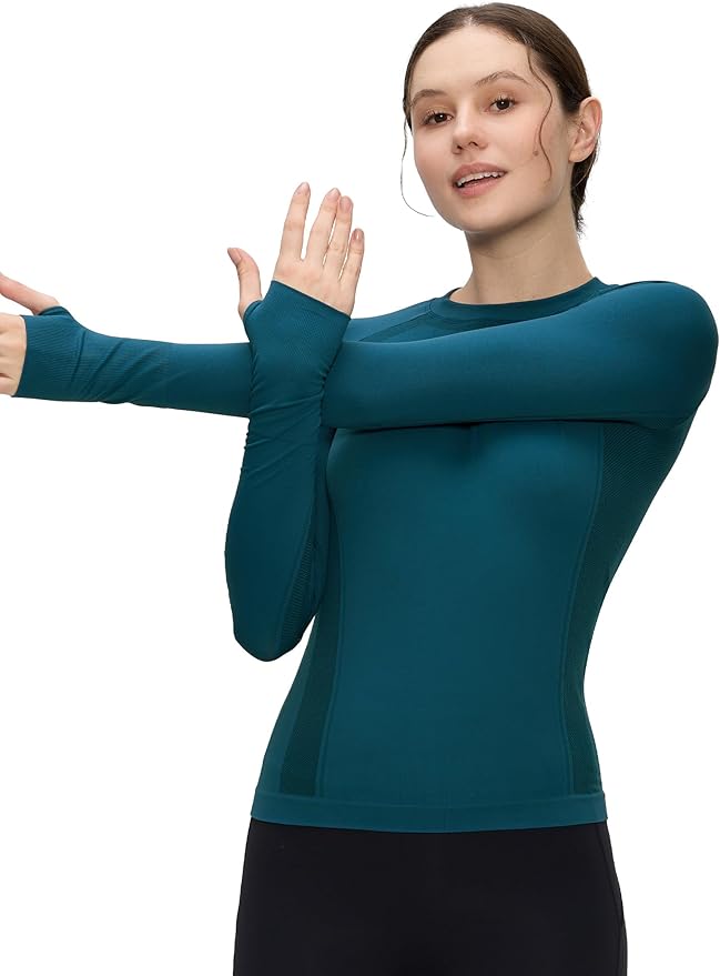 Long Sleeve Workout Tops for Women, Compression Shirt, Sports Running Shirt Breathable Athletic Top Slim Fit