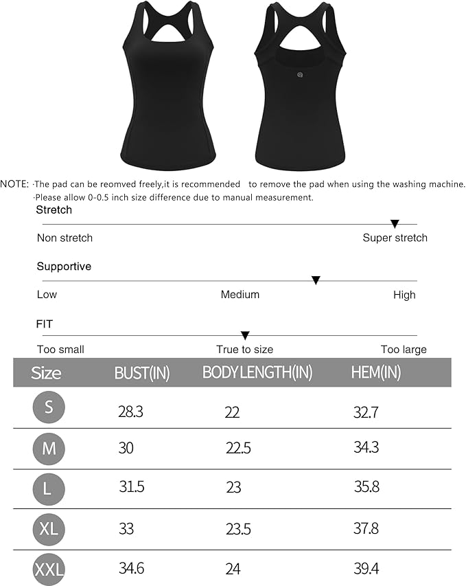 RUNNING GIRL Workout Tank Tops with Built in Bras for Women,Compression Shirt Strappy Back Athletic Yoga Tops