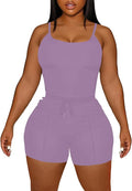 HBQ Women 2 Piece Outfits Sleeveless Tank Tops Biker Short Workout Jogger Sets Summer