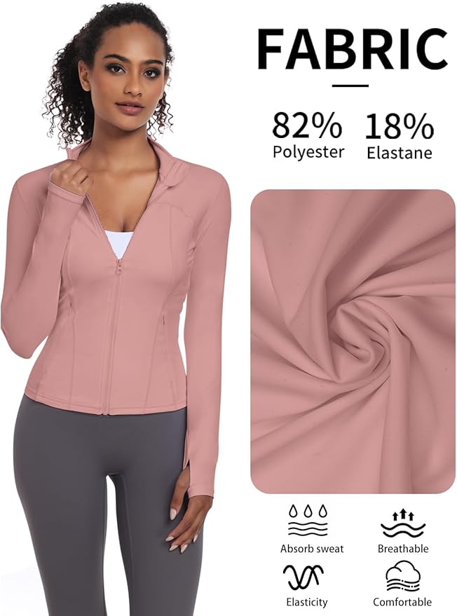 VUTRU Womens Workout Yoga Jacket Lightweight Zip Up Athletic Jacket Lightweight Cropped Jacekt with Pockets
