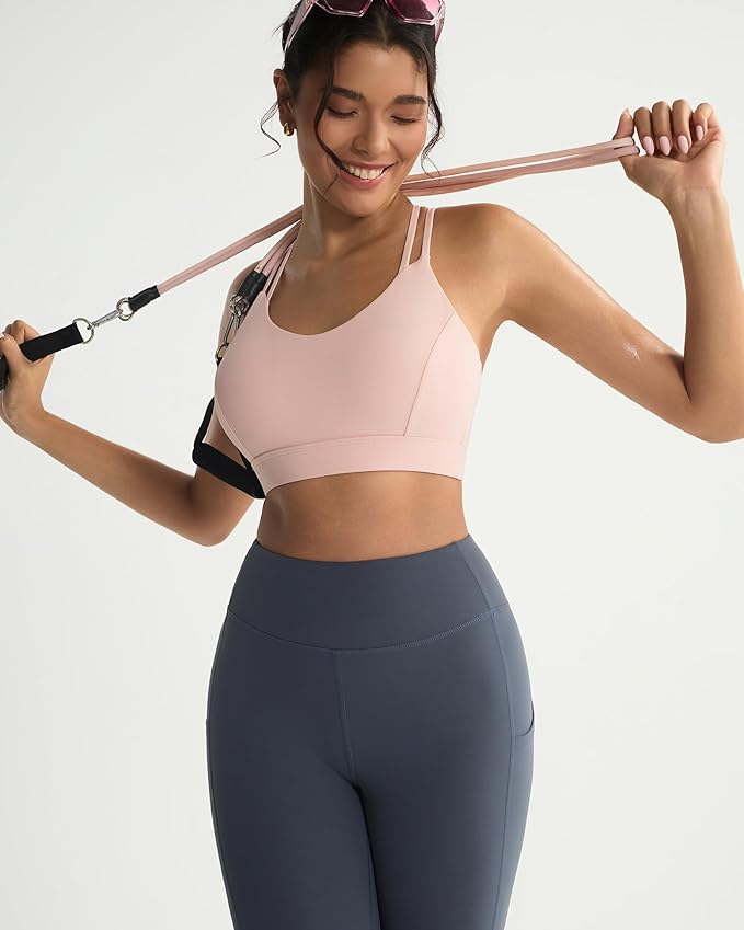 RUNNING GIRL Sports Bras for Women,Strappy Crisscross Back Padded Low Impact Running Sports Bra with Removable Cups