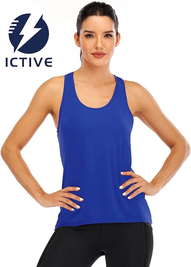 ICTIVE Womens Cross Backless Workout Tops for Women Racerback Tank Tops Open Back Running Muscle Tank Yoga Shirts