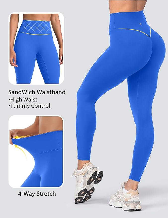 Sogetdo Yoga Leggings for Women Hidden Scrunch Butt Non See Through High Waisted No Front Seam Athletic Gym Workout Pants