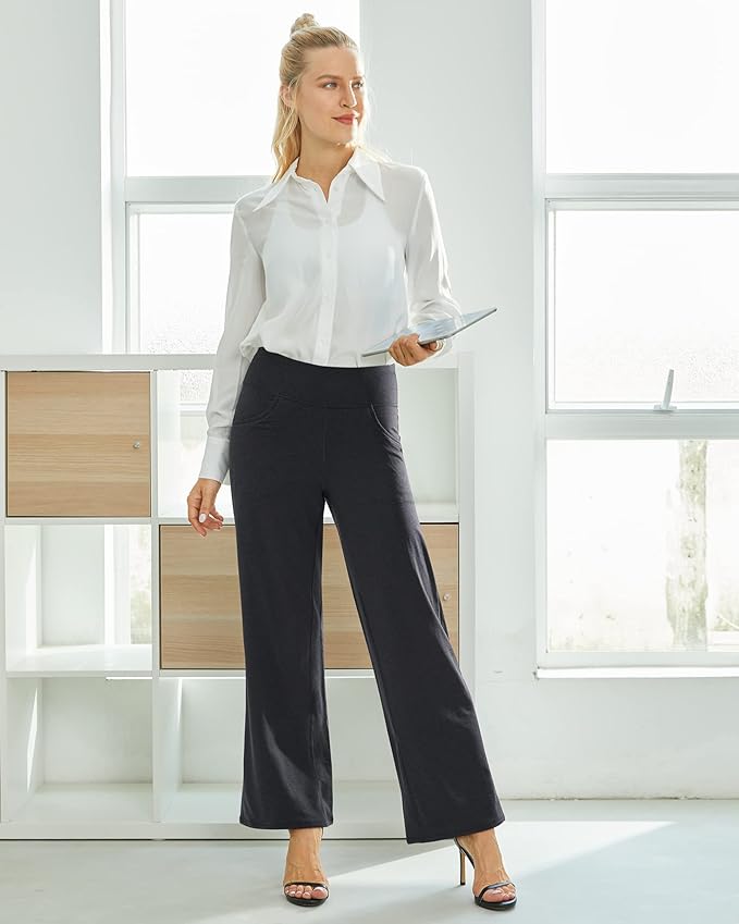 Promover Wide Leg Pants Woman Yoga Pants with Pockets Stretch Loose Casual Lounge Sweatpants Petite/Regular/Tall
