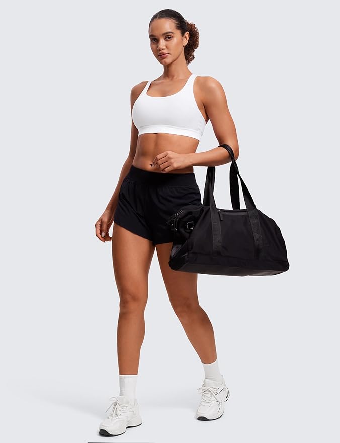 CRZ YOGA Naked Feeling Strappy Padded Sports Bras for Women - Fitness Workout Top Criss Cross Back Yoga Cami