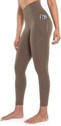 ENERBLOOM Workout Leggings with Pockets for Women High Waist Yoga Pants 25"/28" Cream Soft Lightweight Athletic Gym Tights