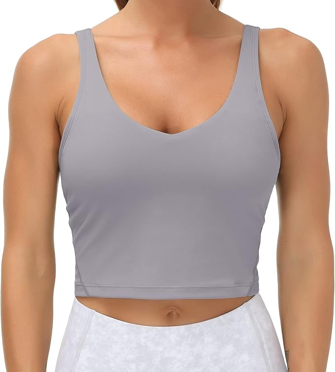 THE GYM PEOPLE Womens' Sports Bra Longline Wirefree Padded with Medium Support