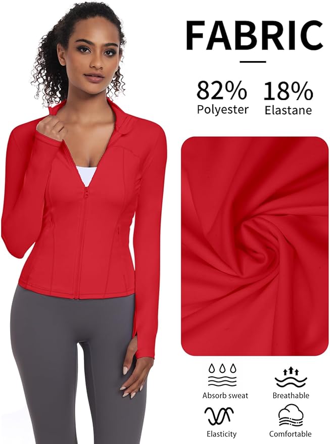 VUTRU Womens Workout Yoga Jacket Lightweight Zip Up Athletic Jacket Lightweight Cropped Jacekt with Pockets