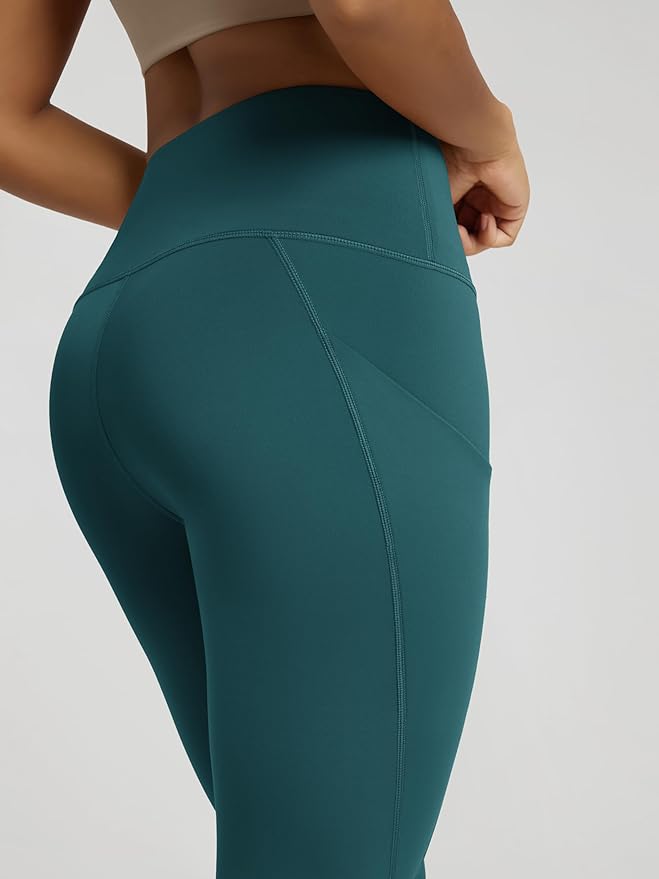 ODODOS Women's High Waisted Yoga Capris with Pockets, Tummy Control Non See Through Workout Athletic Running Capri Leggings