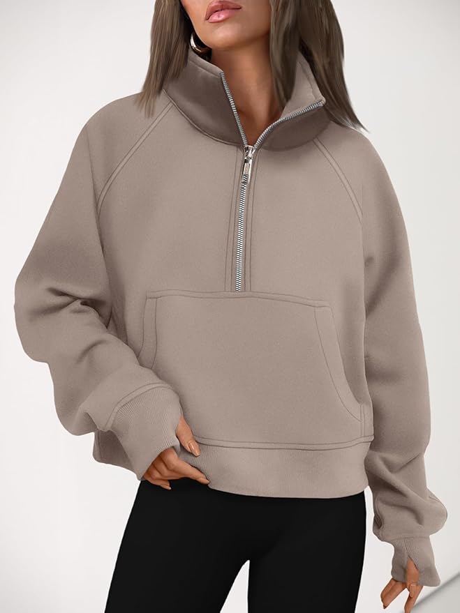 AUTOMET Womens Sweatshirts Half Zip Cropped Pullover Fleece Quarter Zipper Hoodies 2026 Fall Fashion Outfits Clothes