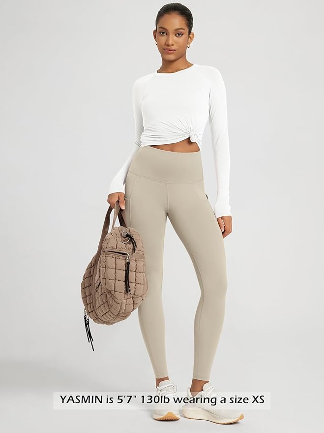 ODODOS Women's High Waisted Yoga Leggings with Pockets, Tummy Control Non See Through Workout Athletic Running Yoga Pants