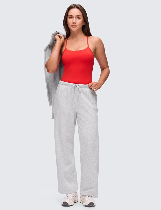 CRZ YOGA Butterluxe Racerback Tank Tops for Women - Scoop Neck Spaghetti Strap Padded Workout Camisole with Built in Bra