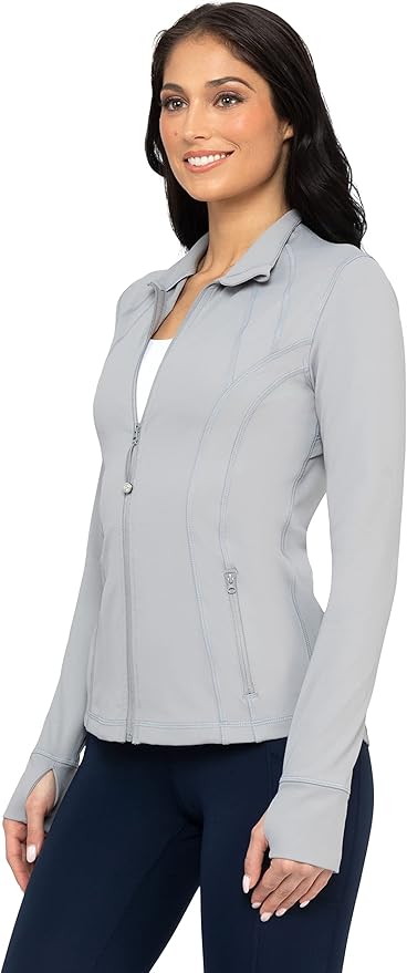 90 Degree By Reflex Full Zip Running Track Jacket Lightweight Athletic Slim Fit Jacket with Thumbholes