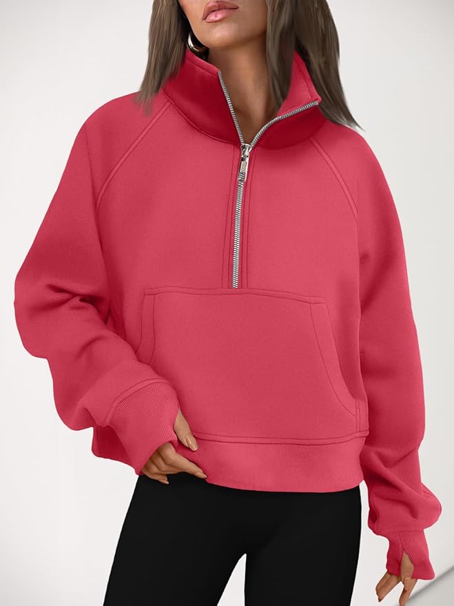 AUTOMET Womens Sweatshirts Half Zip Cropped Pullover Fleece Quarter Zipper Hoodies 2026 Fall Fashion Outfits Clothes