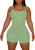 HBQ Women 2 Piece Outfits Sleeveless Tank Tops Biker Short Workout Jogger Sets Summer