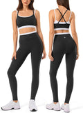 2 Pieces Workout Sets for Women,Seamless Yoga Leggings with Padded Sports Bras,Athletic Matching Outfits,Gym,Casual