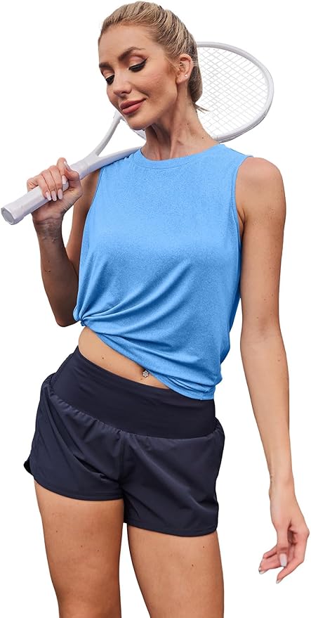 Womens Workout Tank Tops Lightweight Sleeveless Shirts for Women Loose Fit Tops for Athletic Running Tennis Yoga